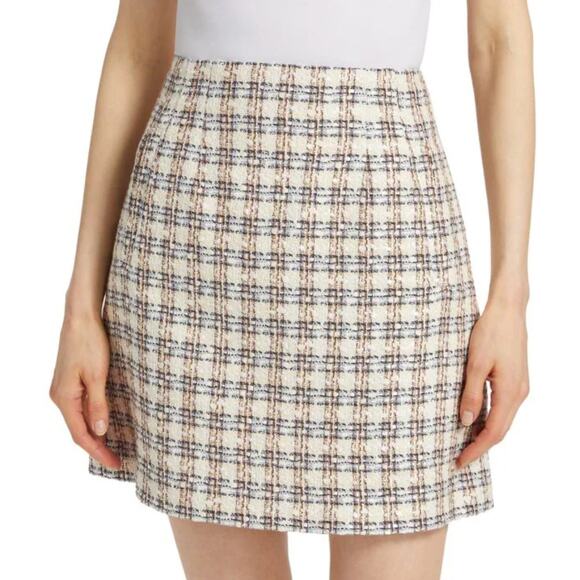 $378 Veronica Beard Roman Skirt Tweed Size 4 NEW Ivory Camel Womens Miniskirt - Picture 1 of 10